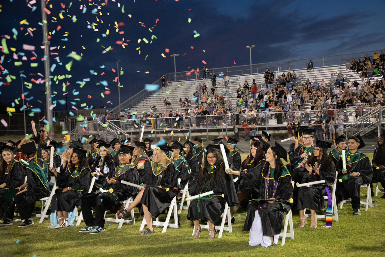 Santa Rita grads cheer as confetti fills the stadium